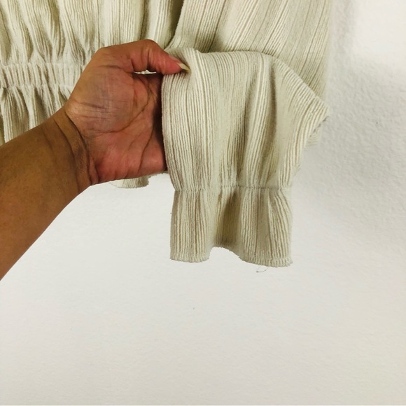 Zara Knit Sweater Ribbed Cinch Waist Long Sleeve Cream Size M Neutral Tone - Picture 4 of 7